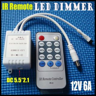 LED DIMMER IR Remote 12V 6A 12KEYS switch control dimming wireless for 