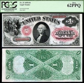 1878 $1 Floral Seal Ace Legal Tender PCGS CU62 PPQ NICE ◄