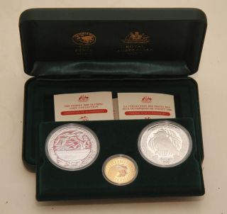 2000 The Sydney Olympic Coin Collection three coin set Gold and Silver 