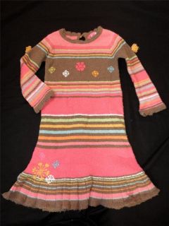 boutique DEUX PAR DEUX Pink Brown sweater Dress girls 4 5 5T