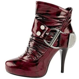 Womens Red High Heel Rhinestone Ankle Boots