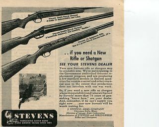 1945 Stevens 22 Rifle Single & Double Barrel Shotgun Farm Gun Ad