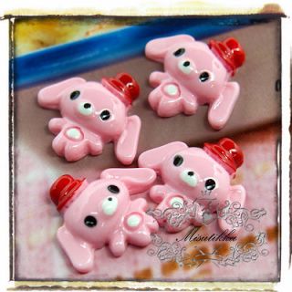 PCS X 25mm Dog Cabochon in Pink Resin Flat Back Decoden Craft 