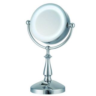 Ware 24 LED Lighted 1   Large LED Makeup Mirror with clock 1x   10x 