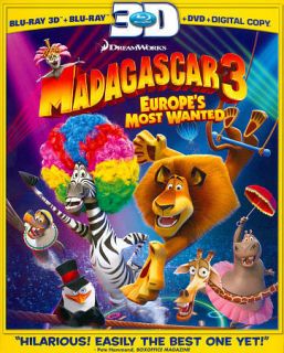 Madagascar 3 Europes Most Wanted (Blu ray Disc, 2012, 3 Disc Set, 2D 