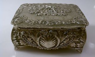 Vintage Mini Silver Plated Rectangular Jewelry Box Japan Made