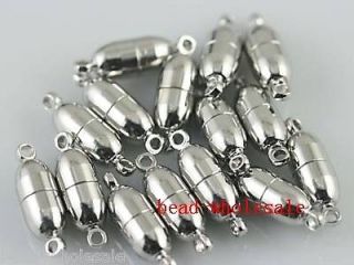   Shipping 10 Sets Silver Plated Tone Findings Oval Magnetic Clasps 19mm