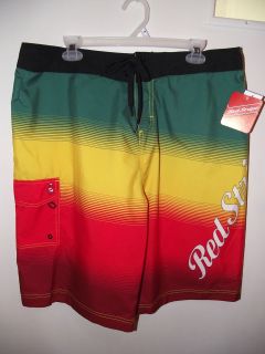 Jamaica Red Stripe Beer Mens Size 36 Swim Trunks Board Shorts
