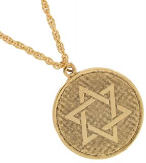   Necklace 1 Hebrew Jewish Star of David Gold Plated Coin Charm USA
