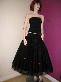 gothic black red rose long tutu skirt lolita r ock emo location united 