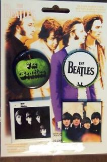 WITH THE BEATLES FOR SALE APPLE DRUM BAND 4 BUTTON SET