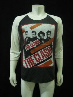 Vintage Re Printed The Clash UK Rock Punk Raglan Sleeve T Shirt Mens 