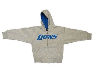New Boys NFL Detroit Lions Hoody Sweatshirt Toddler 2T 7 Gray Zipper