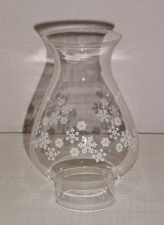 Vintage Pyrex Snowflake Hurricane Oil Lamp Globe/Chimney   Big Bulge