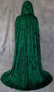 Green Velvet Cloak Cape Wedding Wicca Medieval LOTR SCA