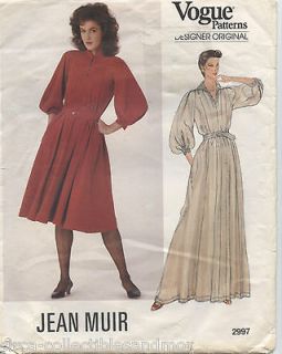VOGUE Pattern 2997 Jean Muir Pullover Dress 2 Lengths Belt Loose Fit 