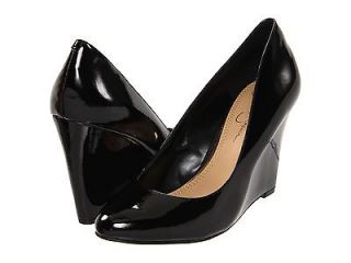 JESSICA SIMPSON Minna BLACK Wedges Patent Leather Pumps Shoes Heels 