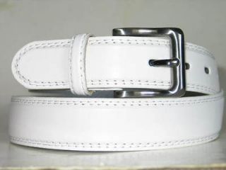 Mens WHITE LEATHER Silver GUN Metal Buckle DRESS Belt XLARGE 42 44 x 
