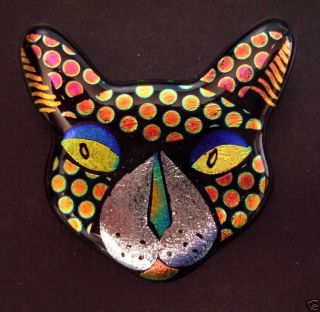 New CAT PIN & Pendant Egyptian MAU Mystical DICHROIC GLASS sphinx 