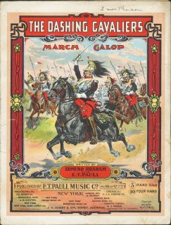 The DASHING CAVALIERS 1911 E T PAULL Edmund Braham Lithograph Sheet 