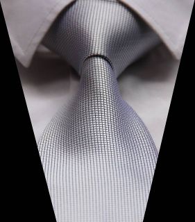 GA915 Pure Gray Solid Jacquard Woven Classic 100%Silk Man Tie Necktie