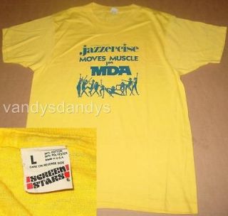 vtg 80s judi SHEPPARD misset JAZZERCISE yellow MDA shirt M large 