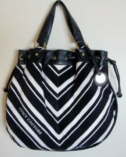 Juicy Couture White/Navy Striped MD Free Style Terry Satchel Bag # 