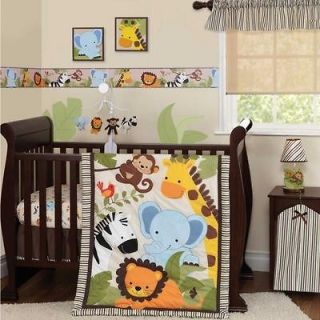   Animals Elephants Unisex Infant Boy/Girl Giraffes 4p Crib Bedding Set