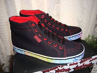 new punkrose black red zebra hi tops shoes sz 10
