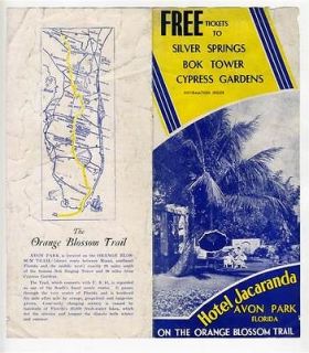 Hotel Jacaranda Brochure Avon Park Florida 1940s Orange Blosson Trail