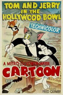 TOM AND JERRY POSTER   T & J IN THE HOLLYWOOD BOWL  UNIQUE 
