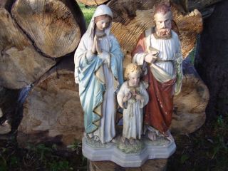 Antique Ceramic Religious Statue Of Mary , Jesus & Joseph.