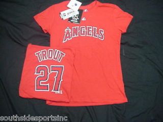 MIKE TROUT ANGELS WOMANS MAJESTIC JERSEY SHIRT NEW PICK SIZE SM XL