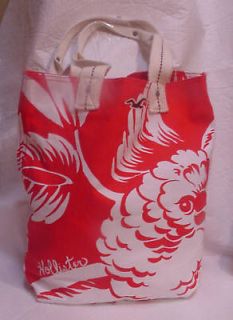 NWT New HOLLISTER School Beach Gym Book Floral Canvas Tote Bag Red 