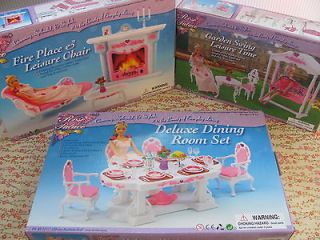 Barbie Size Dollhouse Furniture Rose Palace Series dining +living 