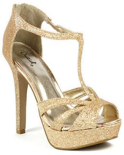 champagne gold glitter t strap peep toe platform sandal more