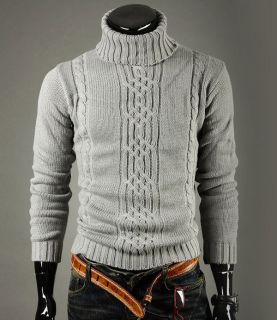   Men Stylish Turtleneck Cardigan Jumper Sweaters Tops 2color M XXL v502