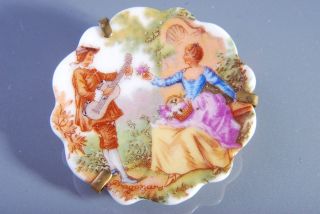 vintage french limoges china fragonard plaque brooch 19s from united