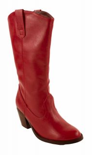 Yale By Soda Classic Western Cowboy Boots in Dark Red Leatherette