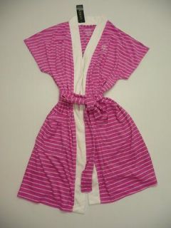 Ralph Lauren Womens Size S M L XL Pink & White Striped Terry Robe NEW