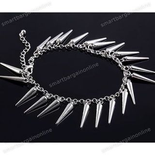   Gothic Silvery Metal Spike Rivet Tassel Chain Link Ankle Bracelet New