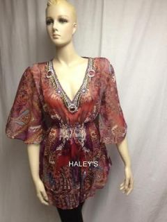 New Solitaire by Ravi Khosla Size Small Pink Sheer Paisley Blouse 