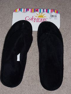 WOMANS CABANAS BY ISOTONER BLACK FLIPFLOP SLIPPERS NWT SIZE LARGE 8.5 