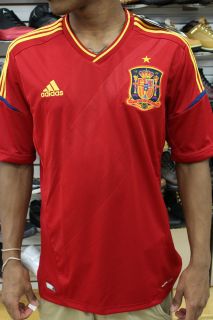   2012 Home Scarlet Red Yellow Authentic Mens Sized Adidas Soccer Jersey