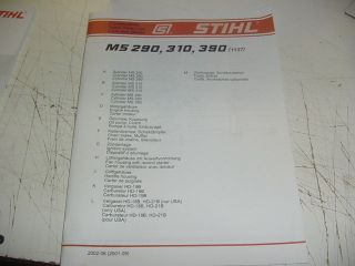 stihl ms290 ms310 ms390 chainsaw parts list manual time left