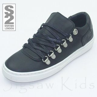 boys step2wo tyrrol low lace up shoe black leather location