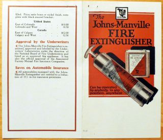 Early Johns Manville Fire Extinguisher Flyer