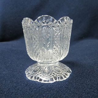 Vintage Avon Clear Glass Footed Candy Dish Daisy & Diamond Pattern