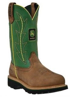 JD3286 John Deere Womens 10 Green & Brown Wellington Boots Size 8M