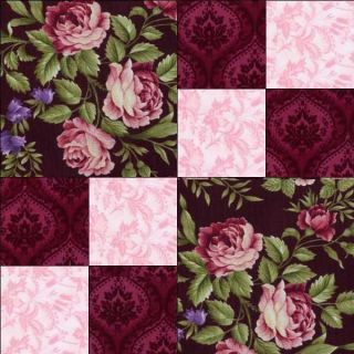 RJR Giselle Pink Mauve Black Shabby Rose Violet Floral Pre cut Quilt 